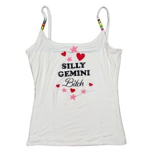 Gemini Girl White Graphic Print Cami Top